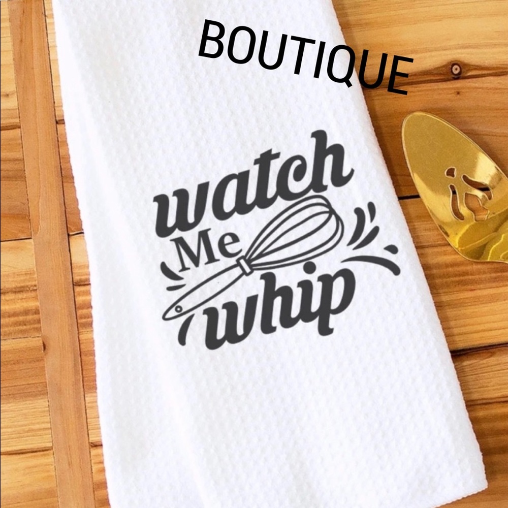 NWT  WATCH ME WHIP WAFFLE KITCHEN TOWEL